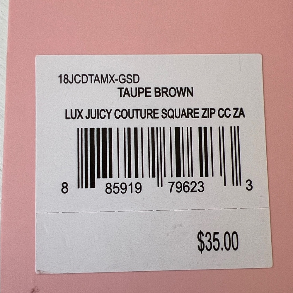 Luxe Juicy Couture Square Zip-Around Wallet Pink Taupe Brown Ribbon Heart Charm - Picture 10 of 10